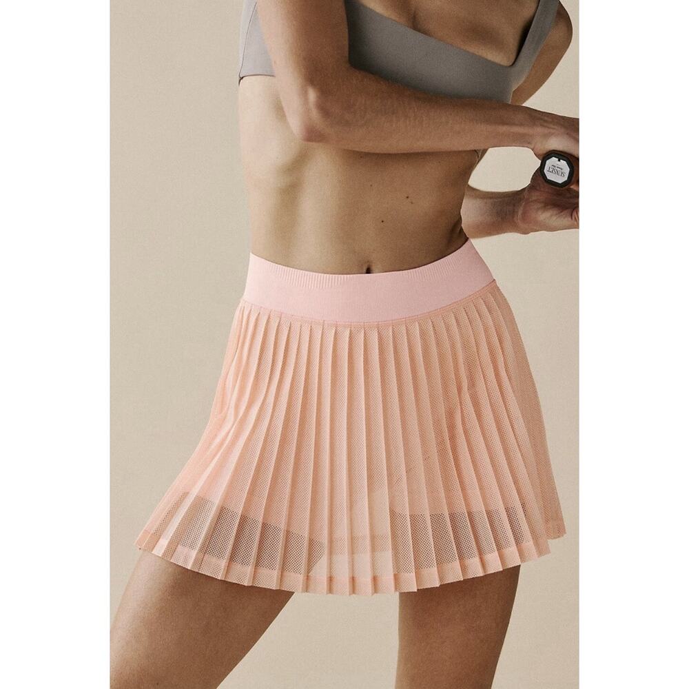 NWT Free People Movement Rally Ruffle Mesh Mini Skirt Pastel Peach Size M/L